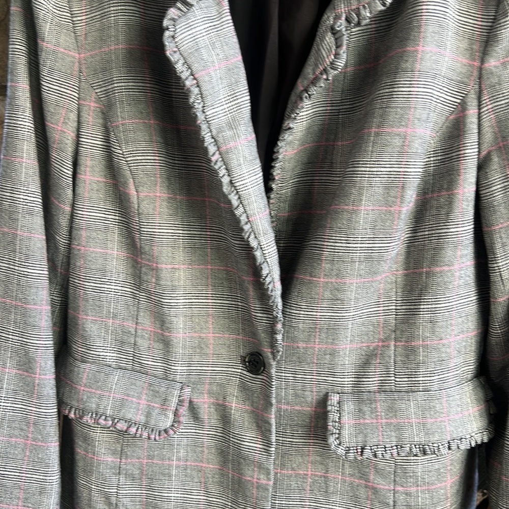 CeCe Pink and Gray Plaid Blazer 14 - Picture 6 of 7